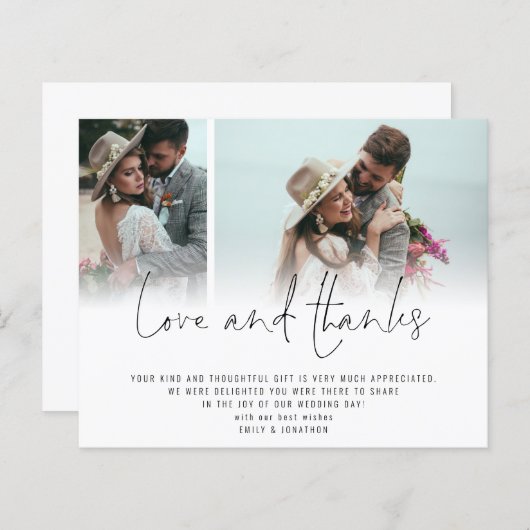 Papier Budget 2 Script photo Mariage amour Merci (Devant / Derrière)