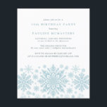 Papier BUDGET 30e anniversaire Blue Snowflake Invitation<br><div class="desc">Des flocons de neige bleu très élégants créent une jolie bordure le long du fond de cette invitation à l'anniversaire adulte. Moderne et minimaliste,  le design est ouvert et aéré. L'esthétique contemporaine plaira à tous les âges.</div>