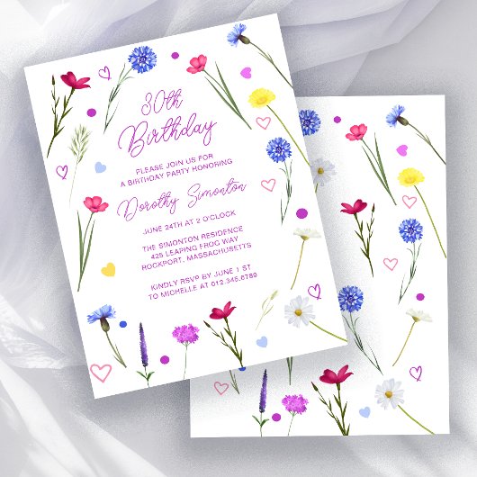 Papier BUDGET 30e anniversaire Fleur sauvage Invitation