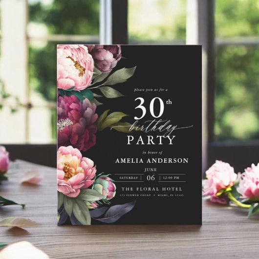 Papier Budget 30e anniversaire Moody Floral Invitation