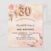 Papier Budget 30e anniversaire pampas herbe invitation ro (Devant)