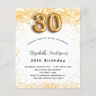 Papier Budget 30e anniversaire parties scintillant en or 