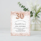 Papier Budget 30e anniversaire rose or blanc invitation (Debout devant)