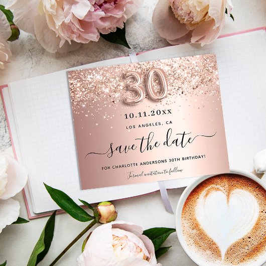 Papier Budget 30e anniversaire rose parties scintillant e