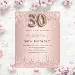 Papier Budget 30e anniversaire rose parties scintillant o<br><div class="desc">Une invitation moderne, élégante et glamour pour une fête de 30e anniversaire. Un faux rose or à l'apparence métallique arrière - plan avec une élégante parties scintillant d'or faux rose goutte à goutte, peinture goutte à goutte. Le nom est écrit avec un rose moderne de couleur or foncé à la...</div>