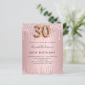 Papier Budget 30e anniversaire rose poussiéreux gouttes d (Debout devant)