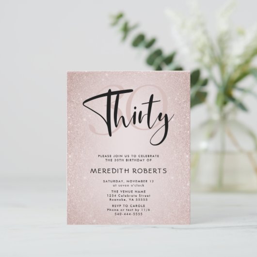 Papier Budget 30e anniversaire Script moderne Anniversair (Debout devant)