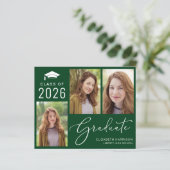Papier Budget 3 Faire-part de graduation verte photo (Debout devant)