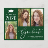Papier Budget 3 Faire-part de graduation verte photo (Devant)