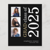 Papier Budget 3 photo 2025 Black Graduation Faire-part (Devant)