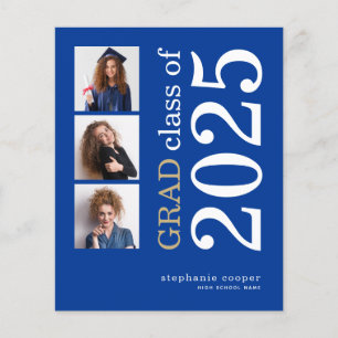 Papier Budget 3 photo 2025 Blue Graduation Faire-part