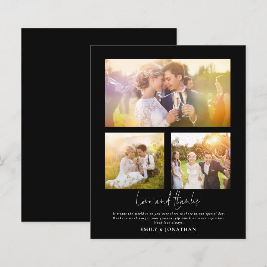Papier BUDGET 3 photo Amour Merci Mariage Black Merci (Devant / Derrière)