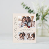Papier Budget 3-Photo Beige QR Code Enregistrer la date (Debout devant)