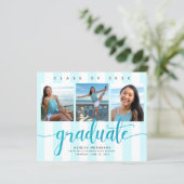 Papier Budget 3 photo bleu parties scintillant invitation (Debout devant)