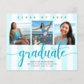 Papier Budget 3 photo bleu parties scintillant invitation (Devant)