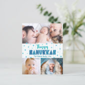 Papier Budget 3 Photo Happy Hanoukka Turquoise Stars Card (Debout devant)
