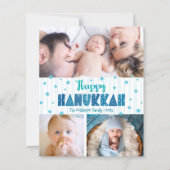 Papier Budget 3 Photo Happy Hanoukka Turquoise Stars Card (Devant)