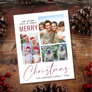 Papier Budget 3 Photo Merry Christmas Holiday Card