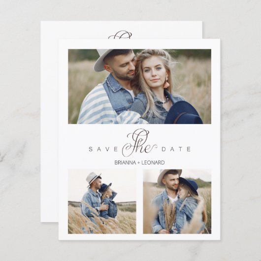 Papier Budget 3 Photos Couple Simple Élégant Script (Devant / Derrière)
