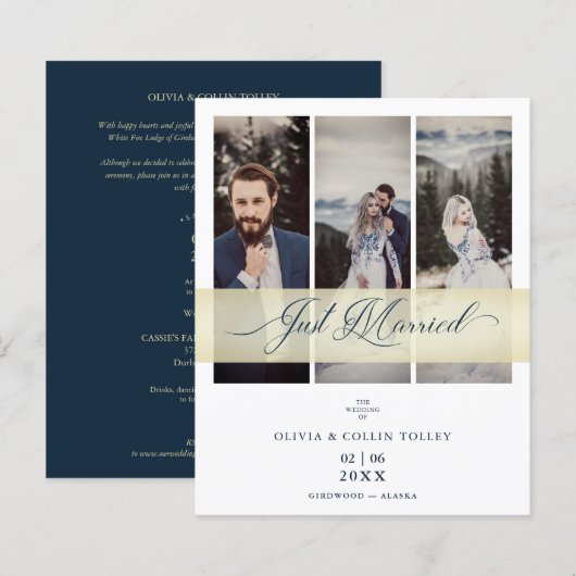 Papier Budget 3 Photos Juste Marié Citation Lettrée À La (Devant / Derrière)