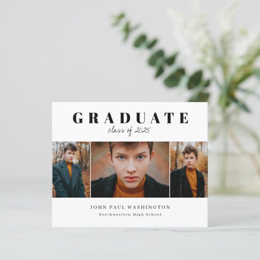 Papier Budget 3e Faire-part d'obtention d'un diplôme en p (Debout devant)