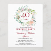 Papier Budget 40 Anniversaire Surprise Invitation photo (Devant)