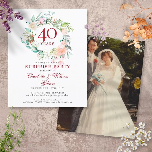 Papier Budget 40 Anniversaire Surprise Invitation photo
