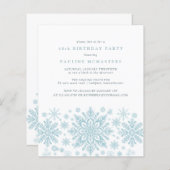 Papier BUDGET 40e anniversaire Bleu Snowflake Invitation (Devant / Derrière)