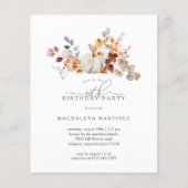 Papier BUDGET 40e anniversaire Citrouille Automne Fleurs  (Devant)