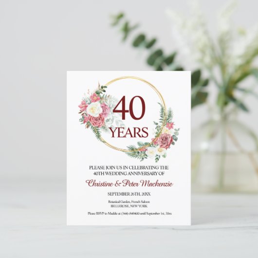 Papier Budget 40e anniversaire du Mariage Ruby Roses (Debout devant)