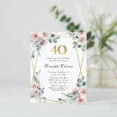 Papier Budget 40e anniversaire Floral Gold Party Invitati (Debout devant)