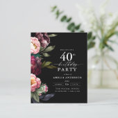 Papier Budget 40e anniversaire Moody Floral Invitation (Debout devant)