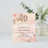 Papier Budget 40e anniversaire pampas herbe invitation ro (Debout devant)
