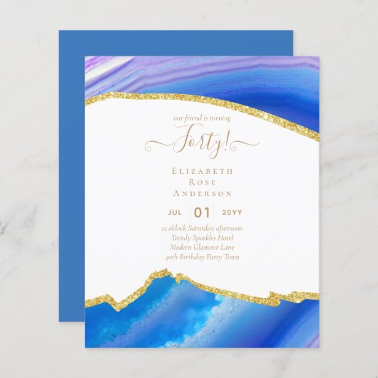 Papier Budget 40e anniversaire Parties scintillant Agate (Devant / Derrière)