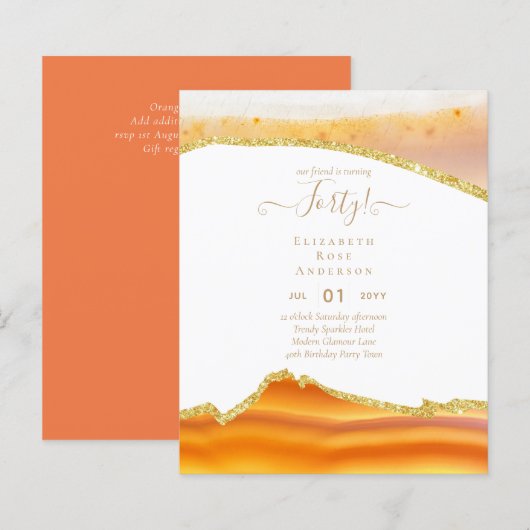 Papier Budget 40e anniversaire Parties scintillant Agate (Devant / Derrière)
