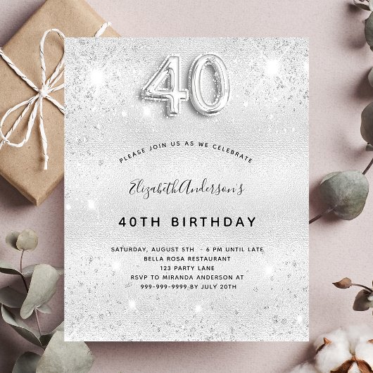 Papier Budget 40e anniversaire parties scintillant argent