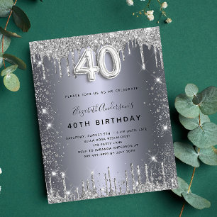 Papier Budget 40e anniversaire parties scintillant argent