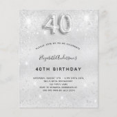 Papier Budget 40e anniversaire parties scintillant argent (Devant)