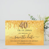 Papier Budget 40e anniversaire parties scintillant or enr (Debout devant)