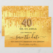 Papier Budget 40e anniversaire parties scintillant or enr (Devant / Derrière)