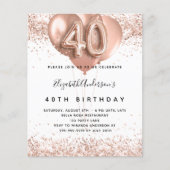 Papier Budget 40e anniversaire rose invitation ballons d' (Devant)