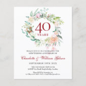 Papier Budget 40e anniversaire Ruby Floral Invitation (Devant)