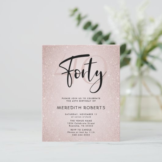 Papier Budget 40e anniversaire Script moderne Anniversair (Debout devant)