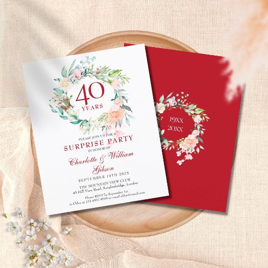 Papier Budget 40e anniversaire Surprise Party Invitation