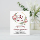 Papier Budget 40e anniversaire Surprise Party Invitation (Debout devant)
