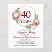 Papier Budget 40e anniversaire Surprise Party Invitation (Devant)