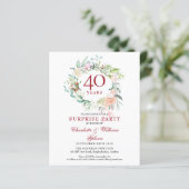 Papier Budget 40e anniversaire Surprise Party Invitation (Debout devant)