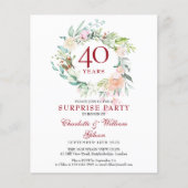 Papier Budget 40e anniversaire Surprise Party Invitation (Devant)