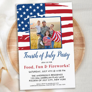 Papier Budget 4 juillet Famille Photo Invitation