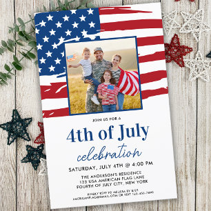 Papier Budget 4 juillet Famille Photo Party Invitation